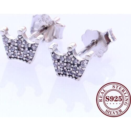 Original 925 Sterling Silver Crown Earrings Sterling Silver Magic Crown Earrings Versatile Elegant Women Crown Ear Jewelry