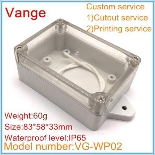 1pcs/lot Transparent cover injected molding case wall-mounted IP65 waterproof ABS plastic diy enclosure case 83*58*33mm