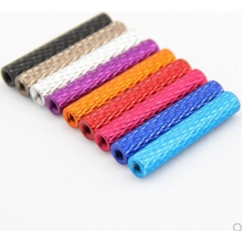 10pcs/lot m3 3mm colourful aluminum knurled spacer standoff m3x10/15/20/25/28/30/35/37/40