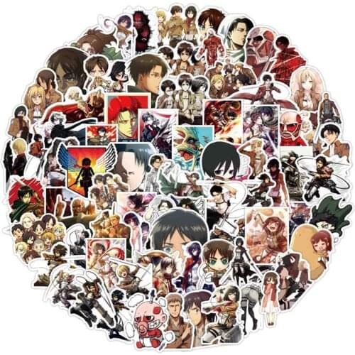 100pcs / Set Attack On Titan Anime Cartoon Sticker For Skateboard Motorcycle Scrapbookdiy Toy Portable Snowboard Luggage
