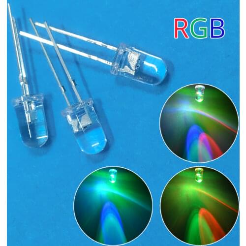 100X Min F5 5mm Round Slow RGB Fast RGB Flash Diode Led Rainbow Multi Color Red Green Blue Light Emitting Diode Water Clear Lamp