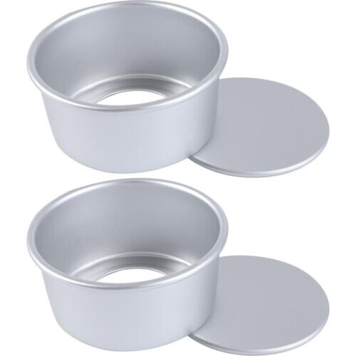 2pcs Aluminum Round Bottom Cake Mold Anode Live Bottom Pie Pan Mini Cake Baking Tray Removable Bakeware Dish Base Cake Tools
