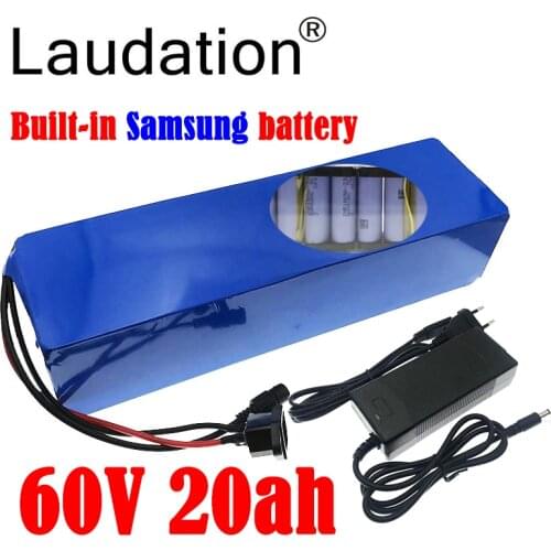Laudation Electric Bicycle Battery 60V 20ah Built-In Samsung 18650 Lithium Ion Battery BMS High Power Protection 30A Output1000W