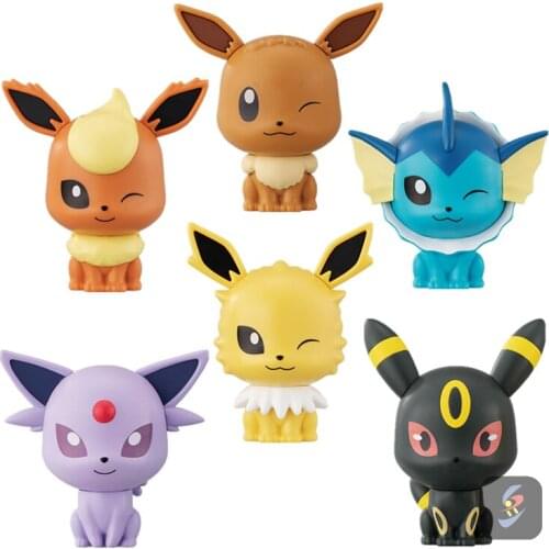 Bandai Pokemon Shellless Big Head Capsule Pikachu Eeveelution Pokemon Figure Assemble Gashapon Toy