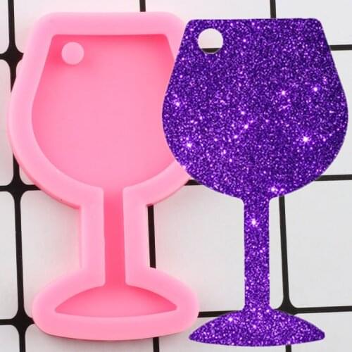 Shiny Wine Glass Silicone Mold Polymer Clay DIY Jewelry Making Epoxy Resin Craft Keychain Pendant Mould