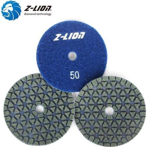 Z-LION 3" 3pc Diamond Polishing Pad Marble Granite Engineered Stone Grinding Disc Thickness 1.8mm New Design Dry Abrasive Tool