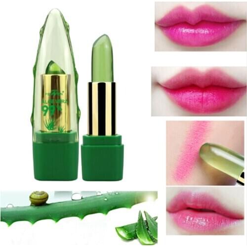 Color Changing 99% Aloe Vera Jelly Lipsticks Transparent Green Long-lasting Moisturizing Lipstick Lip Care Women Fashion Make Up
