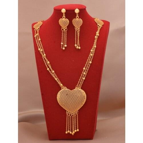 Dubai Jewelry sets 24K gold plated luxury African wedding gifts bridal bracelet necklace earrings ring jewellery set for women