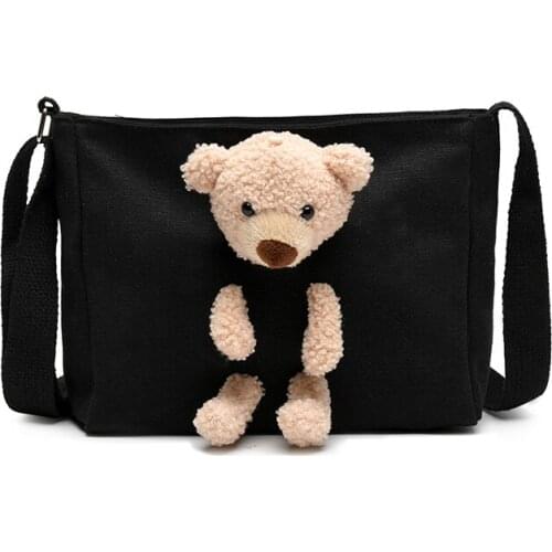 Hot Sale Women Handbags Fashion Cute Cartoon Bear Women Shoulder Bags Casual Nylon Crossbody bag Solid Messenger bags purse