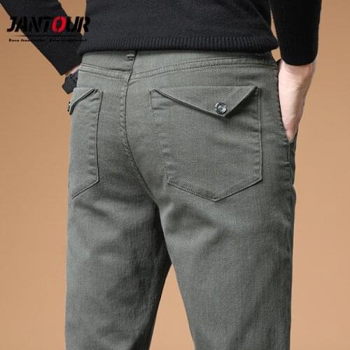 Jantour 2020 Autumn Winter Upscale Men Casual Pants Thick Cotton Male Pant Straight Trousers Outdoor Pants Men Plus Size 38