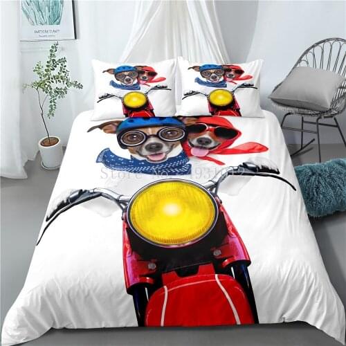 Love Dog Bedding Set Cute Pets Animal Dog Duvet Cover For Kids Adult Bedclothe Pillowcase Quilt Comforter Cover Lovely Home Deco