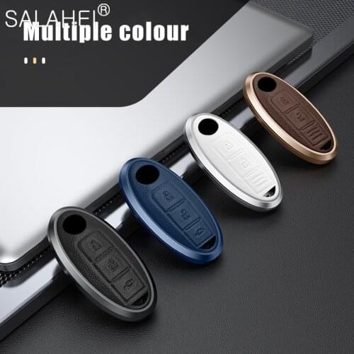 Car Key Leather Aluminum Alloy Case For Nissan Qashqai Juke J10 J11 X-Trail T32 T31 Kicks Tiida Pathfinder For Infiniti Q50 QX60