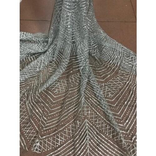 Pretty design glued glitter lace fabric L-101430 glued glitter sequins French tulle lace fabric