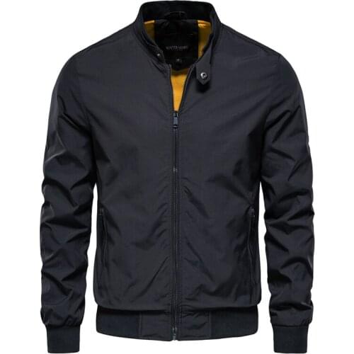 Trendy Solid Color Jacket Men Casual Stand Collar Long Sleeve Mens Jackets New Autumn Streetwear Quality Slim Fit Jackets Male