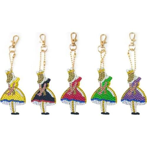 New 5D DIY Diamond Painting Keychain Embroidery Material Pack Acrylic Pendant Rose Flower Female Backpack Pendant