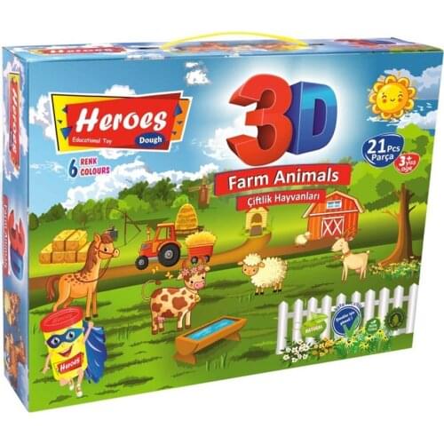 3D Farm Animals Play Dough Set