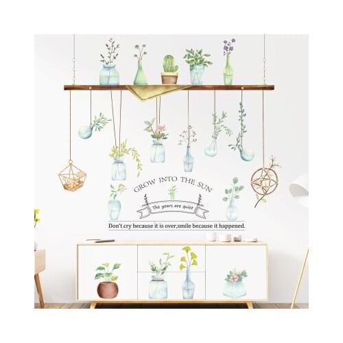 Remove Wall Stickers Vase Potted Plants Art Living Room Bedroom Romantic Background Wall Pictures Home Decor Wallpaper Mural