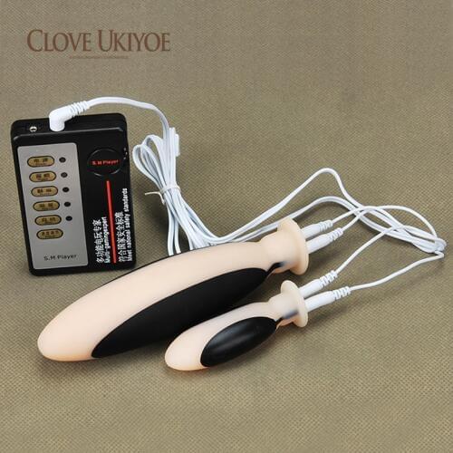 Huge Electric Shock Anal Plug & Vaginal Plug Therapy Massage Masturbation Silicone Butt Plug Electrical Stimulation Toys
