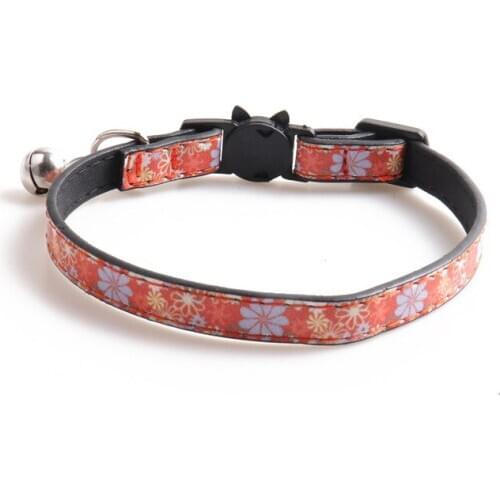 60PCS / LOT Pet Collar Cat Collar PU Flower Light Plate Cat Collar With Bell Pet Accessories
