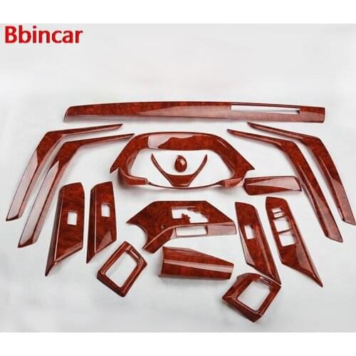 Bbincar ABS Wood Paint Air Vent Window Switch Panel Dash Board Inner Door Interior 17pcs For Toyota RAV4 RAV 4 2013 2014 2015