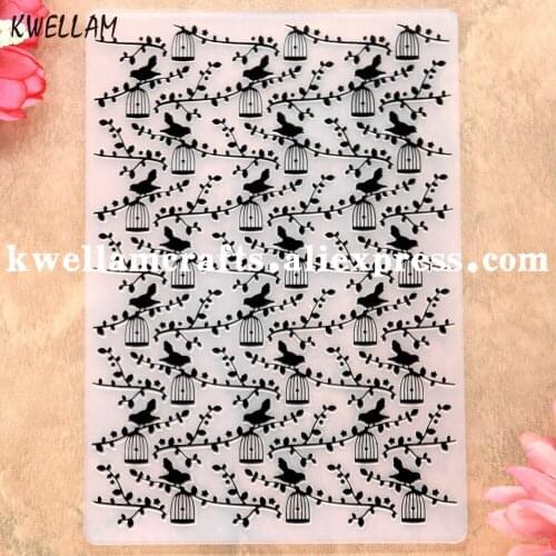 Bird Birdcage Branch Plastic Embossing Folder For Scrapbook DIY Album Card Tool Plastic Template Embossing Tool KW9112508