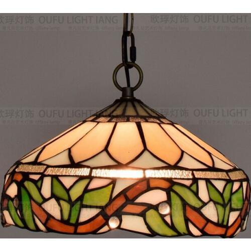 27cm Tiffany Baroque retro stained glass pendant light restaurant bedroom living room corridor porch hanging light lamp