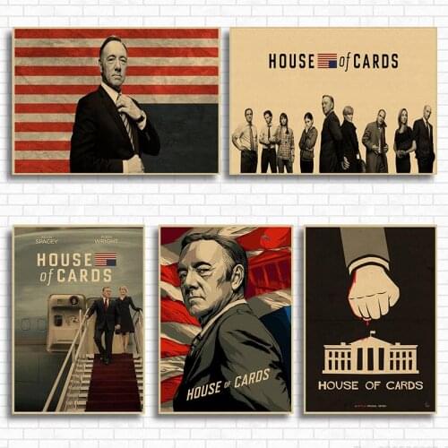 House of cards retro movie poster of president of the United States television drama kraft paper painting retro poster