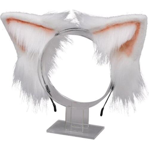 Animal Anime Faux Fur Kitten Wolf Ears Headband Kawaii Plush Lolita Headdress Hair Hoop Cosplay Costume Party Headpiece