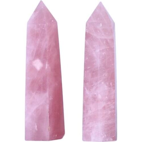 Natural Stones Rock Quartz Crystal Pink Rose Wand Point Healing Energy Ore Mineral Stone Collection Decor for home