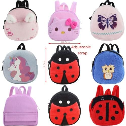 Doll Backpack Dsiney Kitty Unicorn Rabbit Frog Cartoon Bags Doll Clothes For 18 Inch American&43Cm Baby New Born Reborn Doll Toy