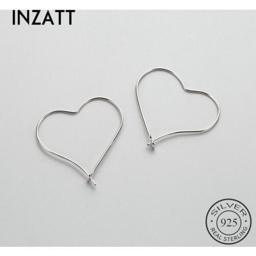 INZATT Romantic Real 925 Sterling Silver Hoop Earrings Cute Heart Pattern Trendy Minimalist Women Jewelry For Girlfriend Gift