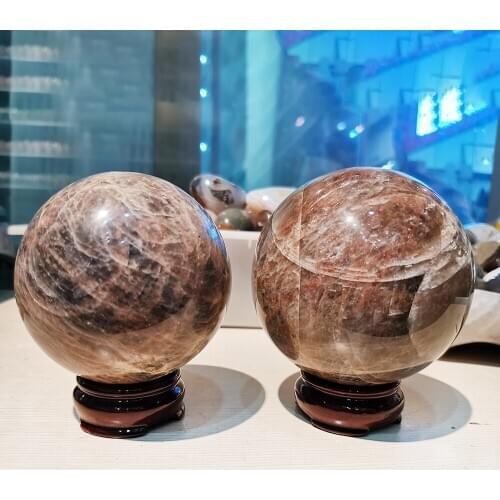 Natural Grey Moonstone Ball Quartz Crystal Sphere Mineral specimen Wicca Healing Crystal Stone Craft Feng Shui Home Decoration