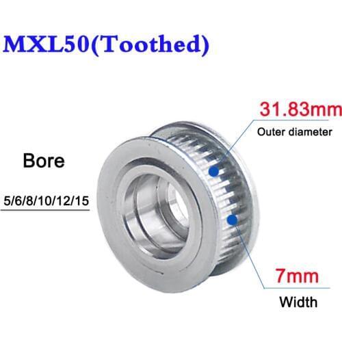 1Pcs MXL 50 Tooth 60 Tooth Idler Timing Pulley Single Side Bearing Synchronous Wheel Timing Belt Width 7mm Bore 5-15mm