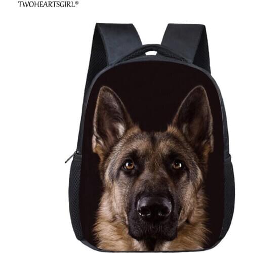 Twoheartsgirl Black German Shepherd Dog Print Kids School Bags Mini Kindergarten Bookbags Preschool Toddler Bagpacks Mochila
