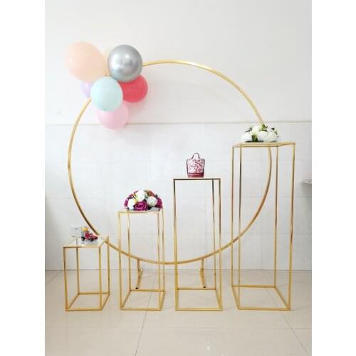 Wedding Flower Bouquet Plinths Table Stage Iron Circle Birthday Party Arch Backdrops For Balloon Sash Toys Craft DIY Floral Rack