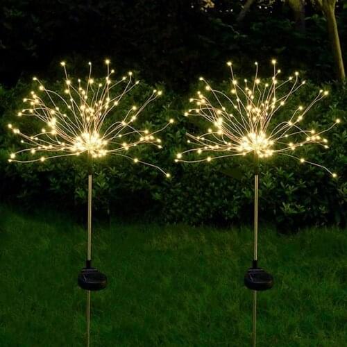 Outdoor LED Solar Flashing Fireworks Lights 90/120/150 LEDs Waterproof String Fairy Light For Home Garden Christmas Decoration