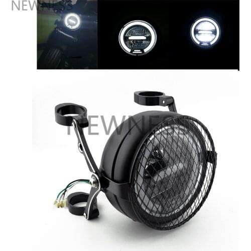 Universal Motorcycle LED Headlight Headlamp Vintage Distance Light Refit light Bracket For Cafe Racer Lampshade Light Cover