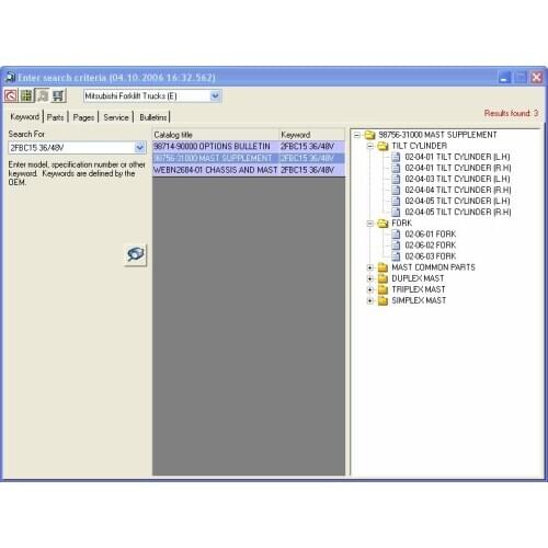 Forklift Trucks 2009 spare part catalogue and service manuals For Mitsubishi