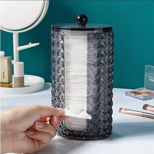 Cotton Storage Box Makeup Organizer Transparent Diamond Pattern Plastic Box Acrylic Bathroom Accessories Cotton Swabs Dustproof