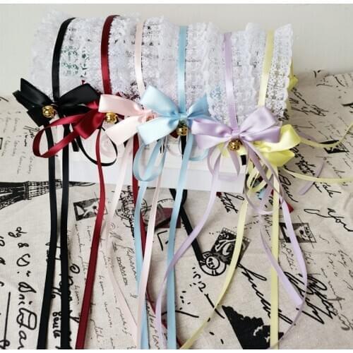 Free shipping lolita lace bow ribbon beads women hairbands girls headbands ladys headwear hair accessories headwrap