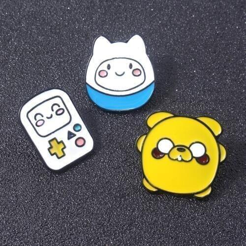 Adventure Time BMO Finn Jake Badge Brooch Cute Cartoon Figure Pins Brooches Coat Hat Backpack Accessories for Kids Gift