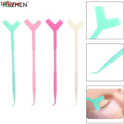 10pcs 3In1 Y-shaped Plastic Eyelash Perming Stick Tool Lashes Extension Hot Glue Spoon Comb Brush Lash Lifting Curler Applicator