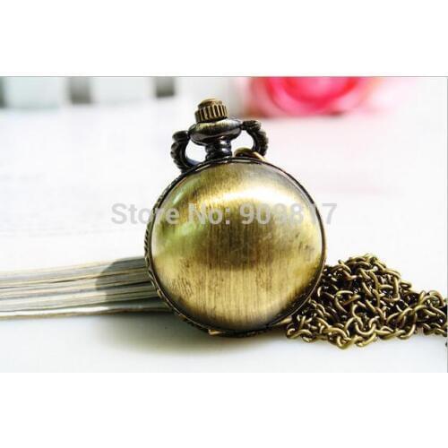 Charming Smooth surface bronze ball spherical antique Pocket watch necklace 10pcs/lot