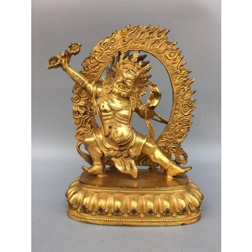 10"Tibet Buddhism Old Bronze Gilt Back light Vajra Bodhisattva Sitting Buddha Vajradhara Enshrine the Buddha