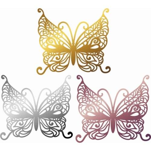 12Pcs 3D Wall Stickers Hollow Rose Gold/Golden/Silver Butterfly Wall Stickers DIY Art Home Decor Wall Decals Wedding Decoration