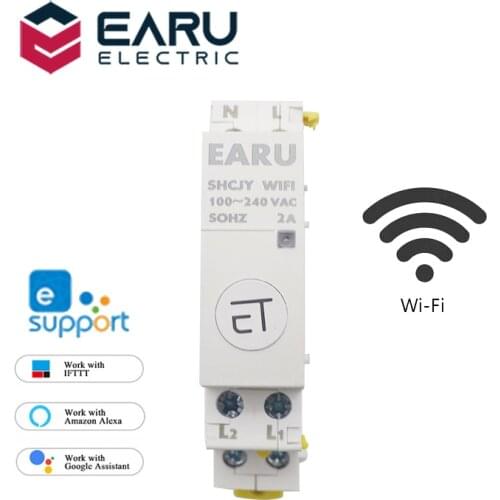 220V 50/60Hz AC Din Rail WiFi Controller Work with Modular Contactor Switch Support eWeLink Alexa Google Assistant Voice Control