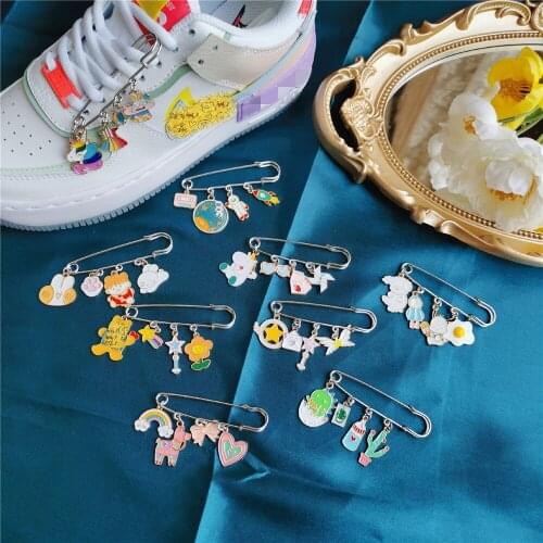 New 1Pc Unicorn Rainbow Planet Pin Brooch Cartoon Dripping Oil Alloy Badge Brooch Pins Scarf Shoes Decoration Accessories