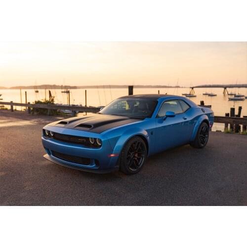 Challenger SRT Muscle Car Vehicle Pier Sunset Picture Wall Art Canvas Paintings Posters and Prints for Living Room Decor