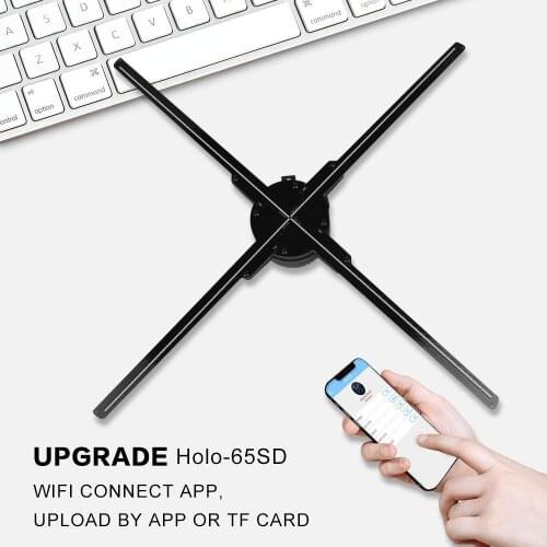 65CM WIFI 3D Hologram Projector Fan Z3,Four Axil Design Video Projector,LED Display Advertising Holographic Light,APP Control