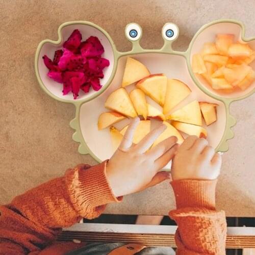 Food Grade Baby Silicone Sucker Tableware Cute Crab Feeding Plate for Toddlers Self Feeding Training Divided Plate Dish Bowl